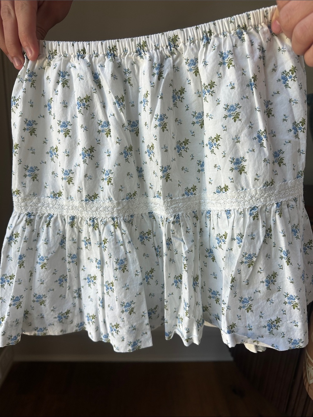 Ralph Lauren White Floral Tiered Girls' Skirt with Blue & Green Print